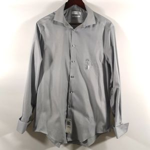 NWT Calvin Klein Men's Dress Shirt, Size 15.5 32/33 Medium, Slim, Light Grey